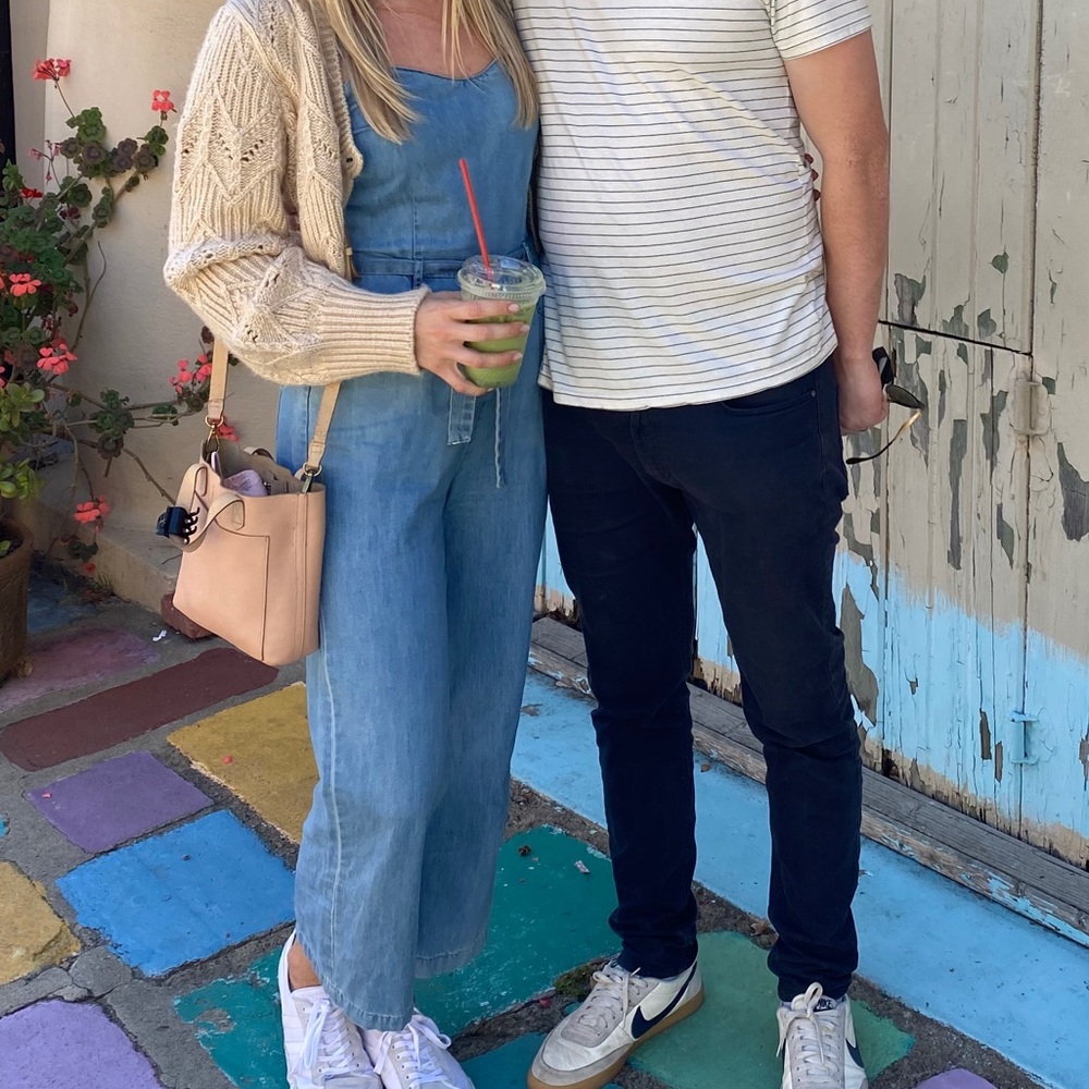 PAIGE Light Blue Denim Jumpsuit with Waist Tie - Picture 6 of 7